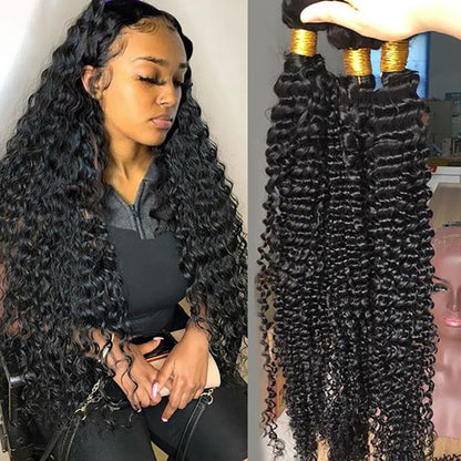 3 Bundles 8A natural kinky cruly Raw Hair Extension Bundle