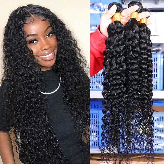 3 Bundles 8A natural water wave Raw Hair Extension Bundle