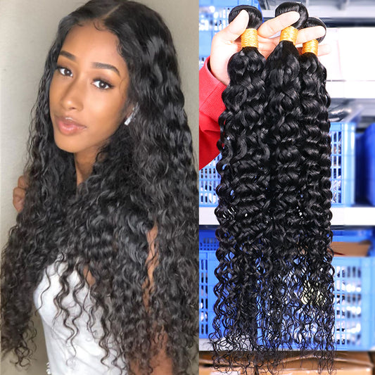 3 Bundles 9A natural water wave Raw Hair Extension Bundle