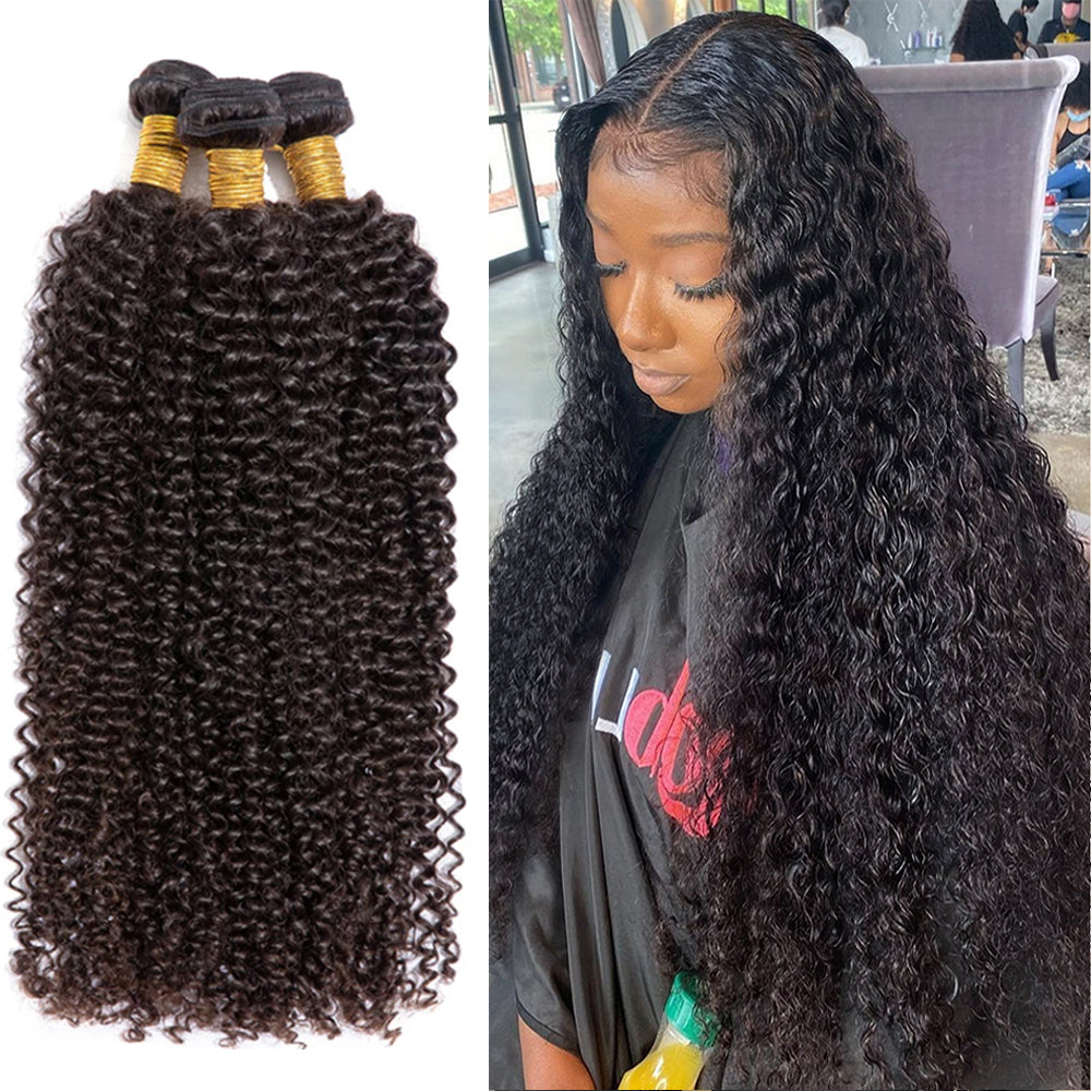 3 Bundles 9A natural kinky cruly Raw Hair Extension Bundle