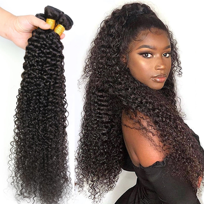 3 Bundles 10A natural kinky cruly Raw Hair Extension Bundle