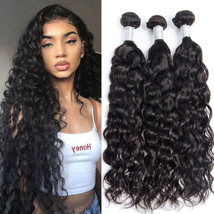 3 Bundles 10A natural water wave Raw Hair Extension Bundle