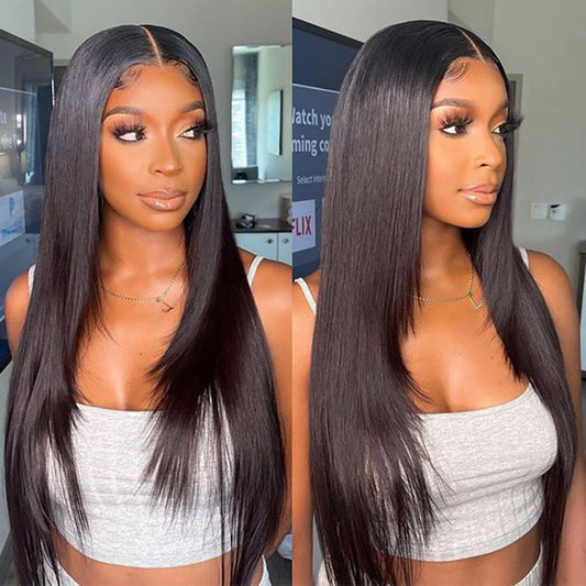 3 Bundles #natural straight Hair With 4x4 Lace Closure Hair