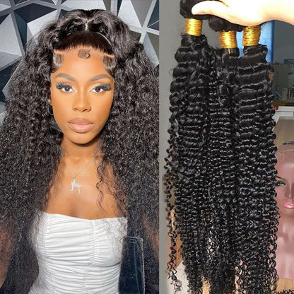 3 Bundles 11A natural kinky cruly Raw Hair Extension Bundle