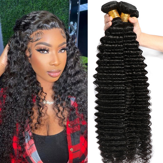 3 Bundles 12A natural deep wave Raw Hair Extension Bundle