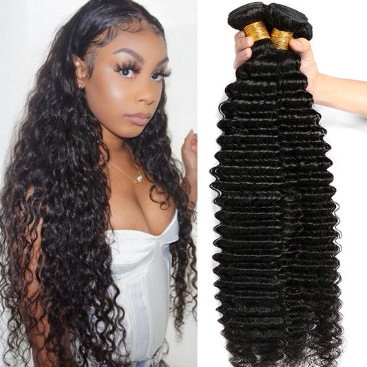 3 Bundles 10A natural deep wave Raw Hair Extension Bundle