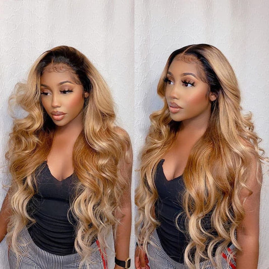 13*4  1B-27 body wave Lace Front  Wigs 100% Virgin Human Hair