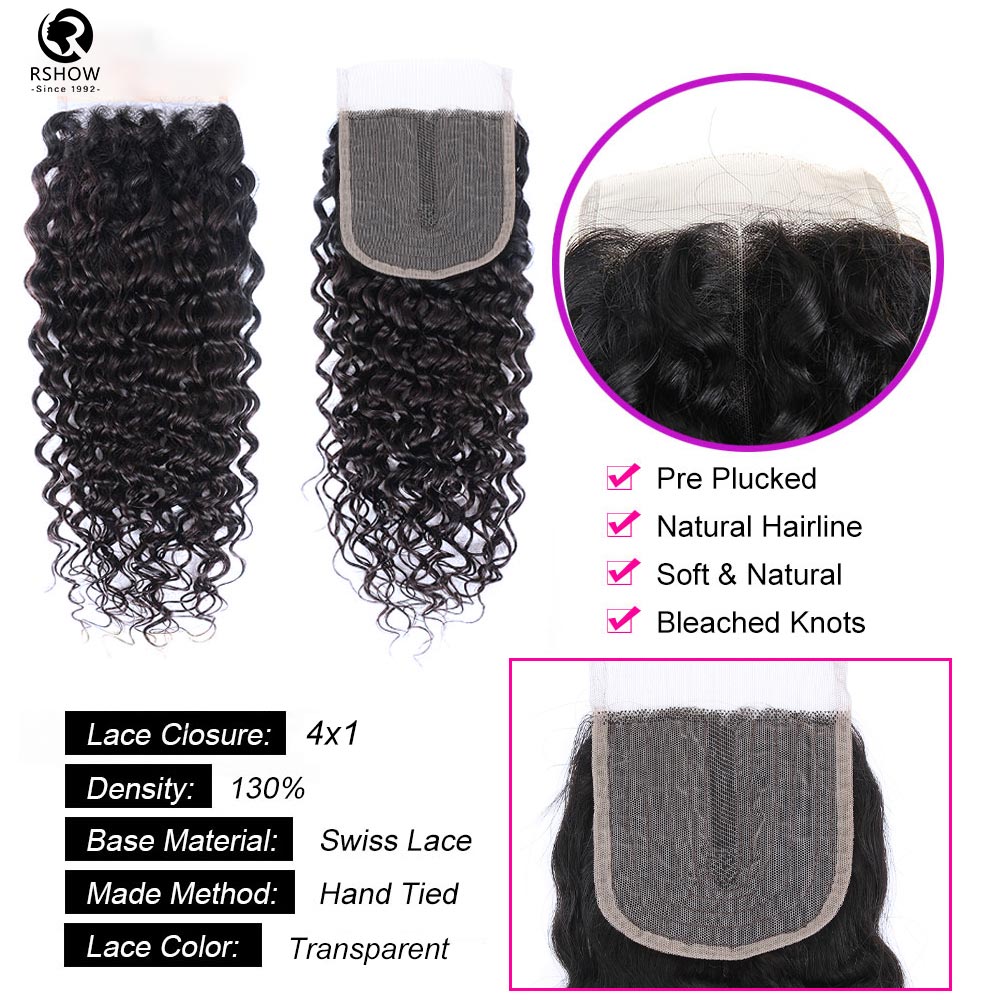 3 Bundles #natural kinky cruly Hair With 4x4 Lace Closure Hair