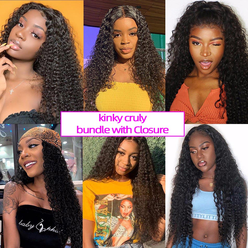 4*4 natrue kinky curly Transparent Lace Closure