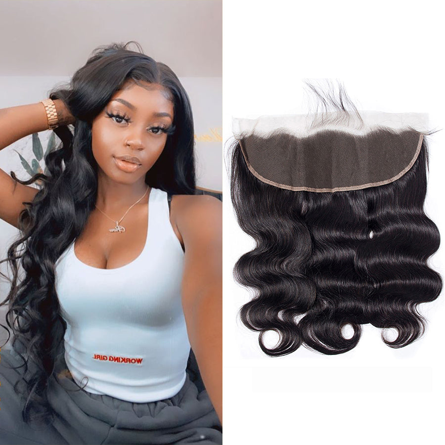 100% Virgin 13*4 Straight Lace Humana Front Body Wave Malaysian Lace Frontal Invisible Transparent