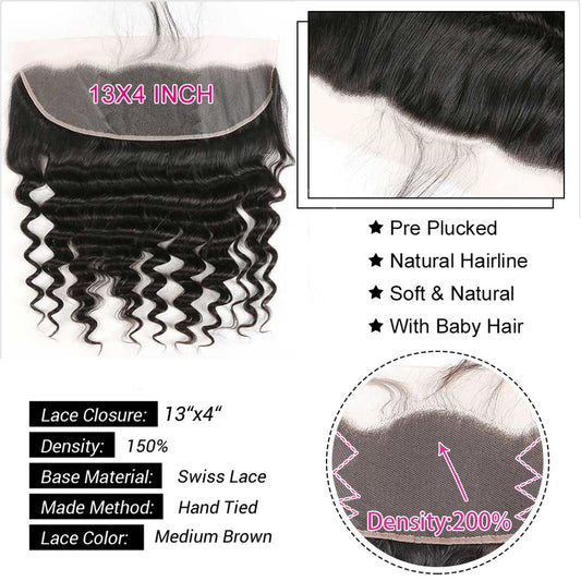 13*4 natrue loose deep Transparent Lace Closure