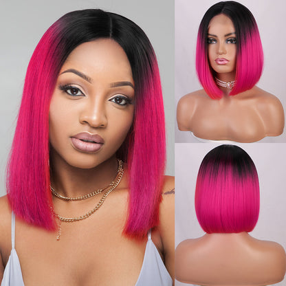 PINK Bob Wigs 4x4 100% Virgin Wigs Human Hair Lace Front Wig