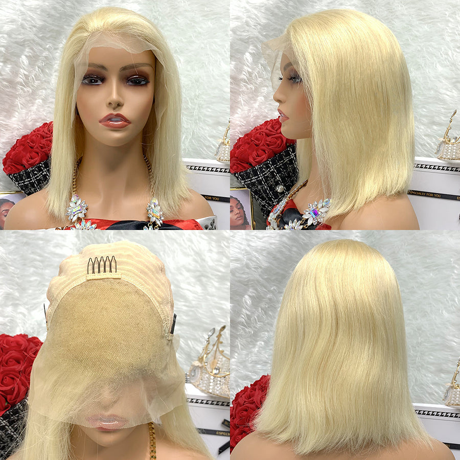 13x4  Transparent Peruvian Hair Wig Virgin Colored Bob Lace Front Wig Hair