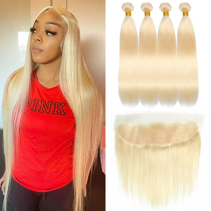 4 Bundles #613 straight Hair With 13x4 Lace Frontal Hair