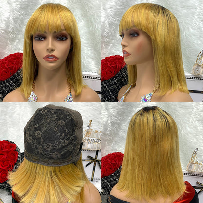 1B-30 Machine Made Color Humanity Straight Bob Wig