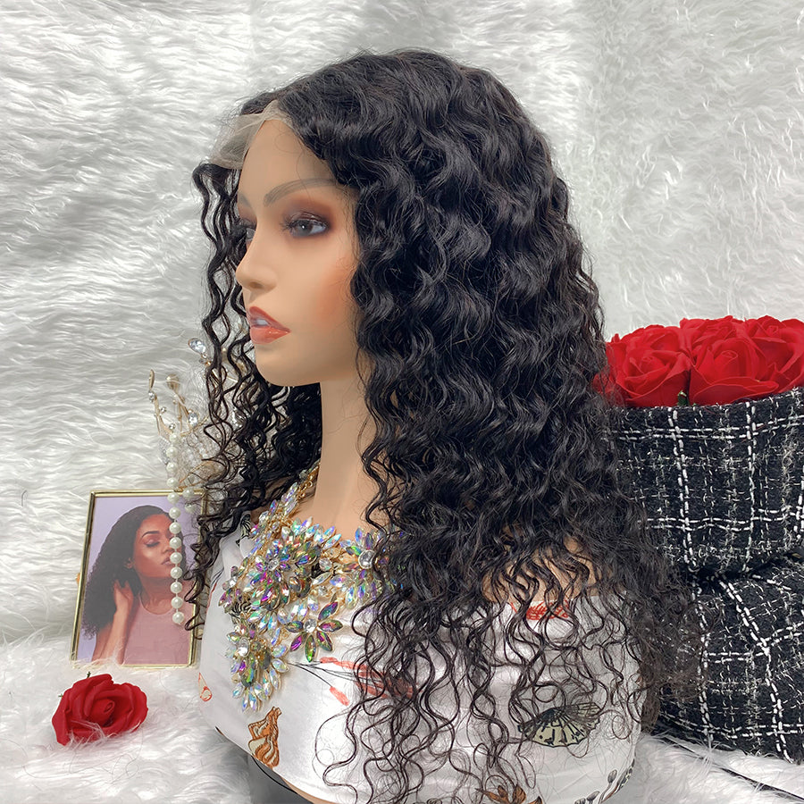 4x4 deep wave Transparent Lace Front Wigs 100% Virgin Jerry Curly Lace Wigs