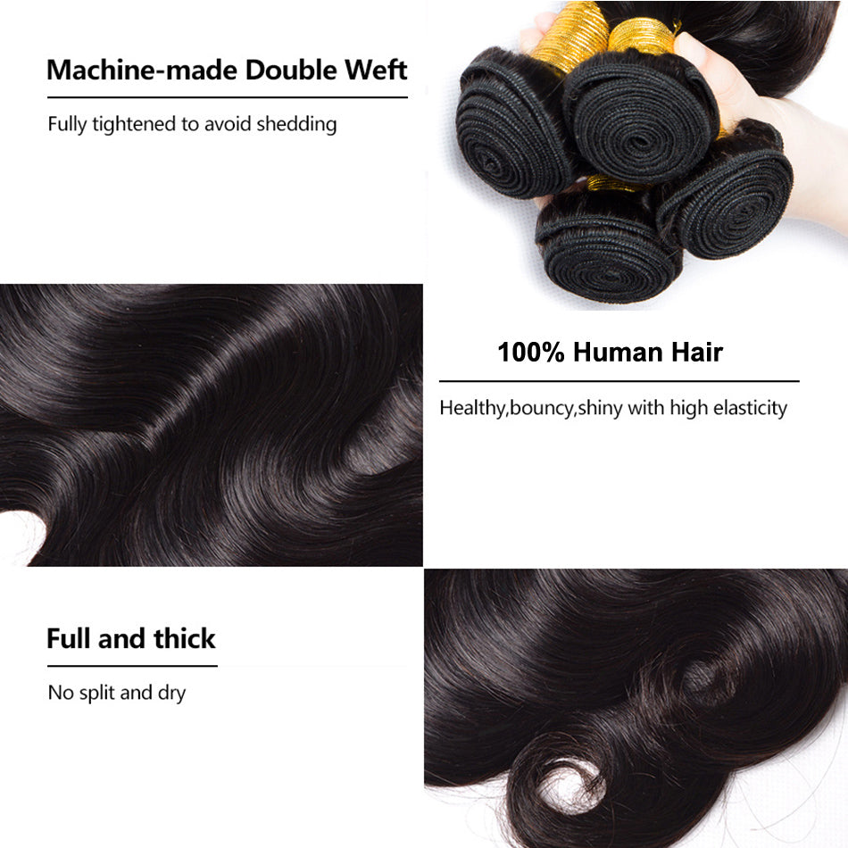 3 Bundles 9A natural body wave Raw Hair Extension Bundle