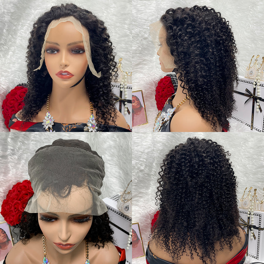 13*4  kinky cruly  Lace Frontal Wigs 100% Virgin Human Hair