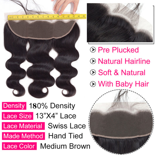 13*4 natrue body wave Transparent Lace Closure