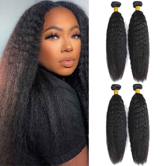 4 Bundles 8A natural kinky straight Raw Hair Extension Bundle