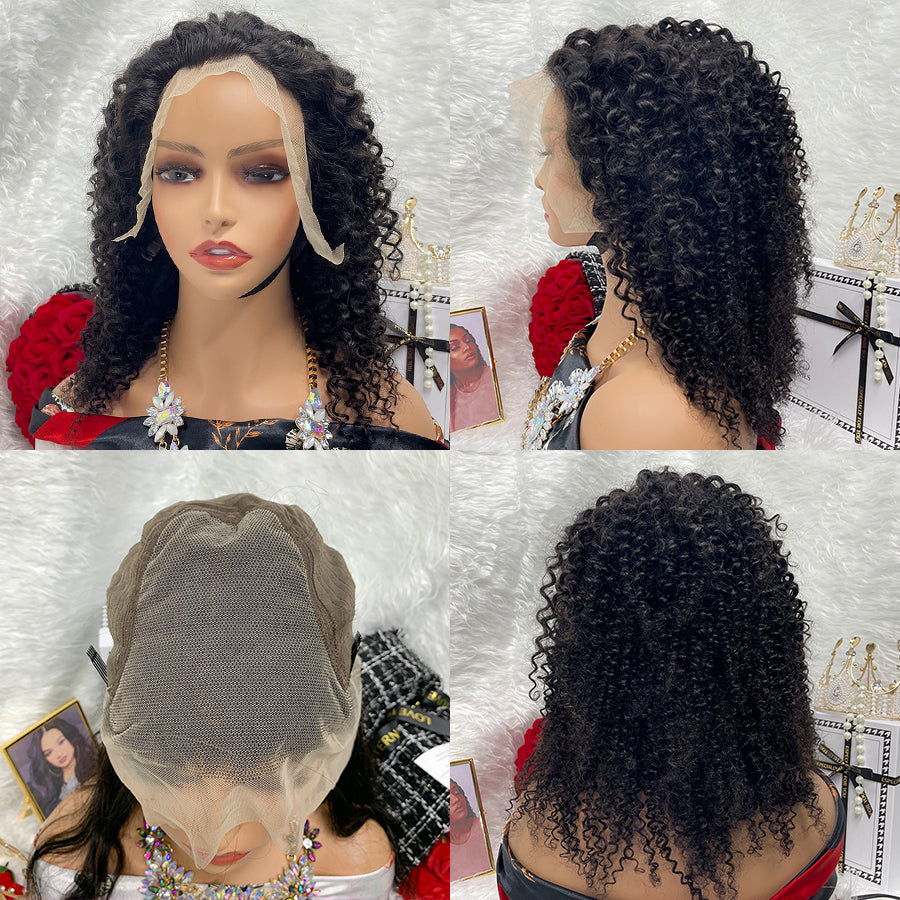 Kinky Jerry Curl Full Lace Wig Water Body Wave Front Wig 13x6 With Transparent Lace