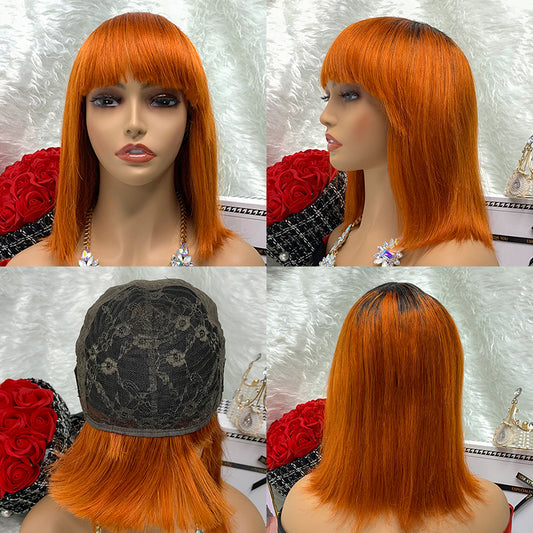 1B-350 Machine Made Color Humanity Straight Bob Wig