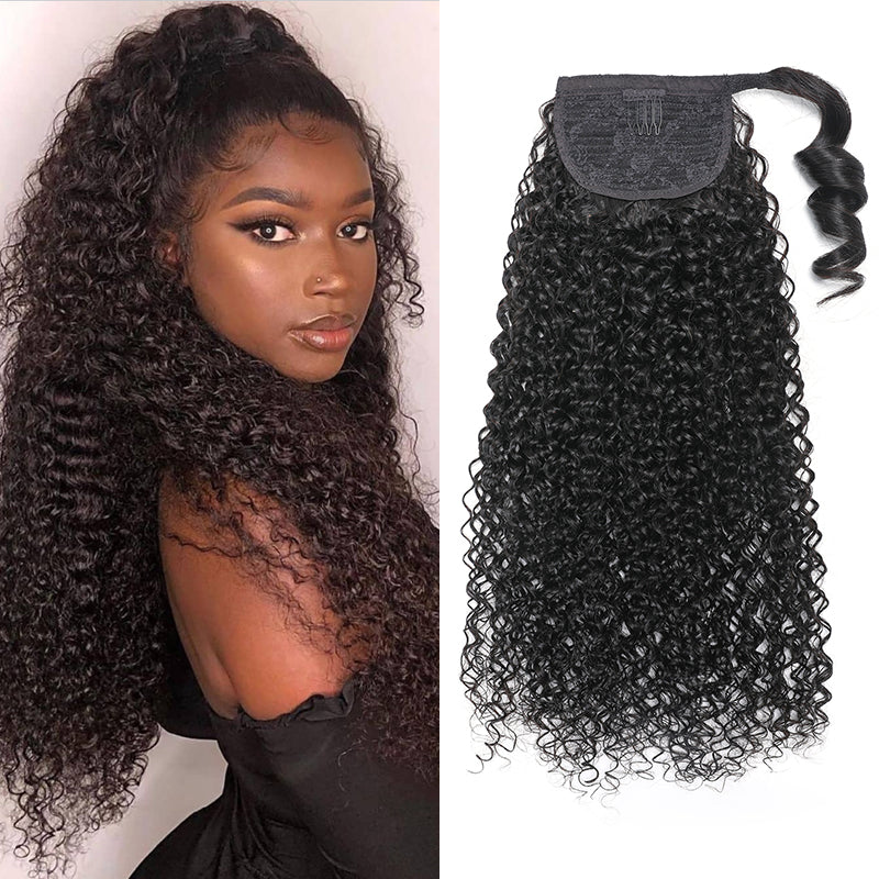 Unprocessed Hair Ponytail Body Water Deep Wave Ponytail Hair Extensions Kinky Straight Jerry Curly