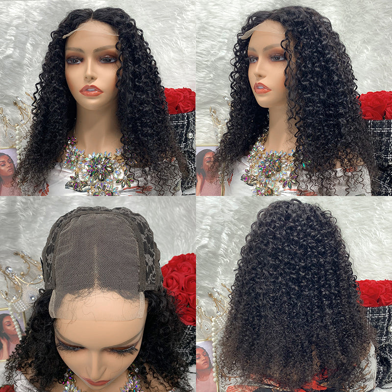 4x4 Transparent Lace Front Wigs 100% Virgin Jerry Curly Lace Wigs