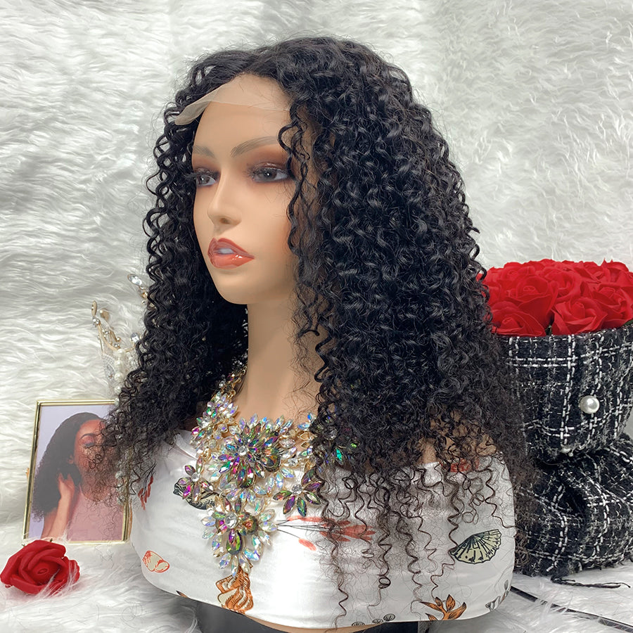 4x4 Jerry cruly Transparent Lace Front Wigs 100% Virgin Jerry Curly Lace Wigs