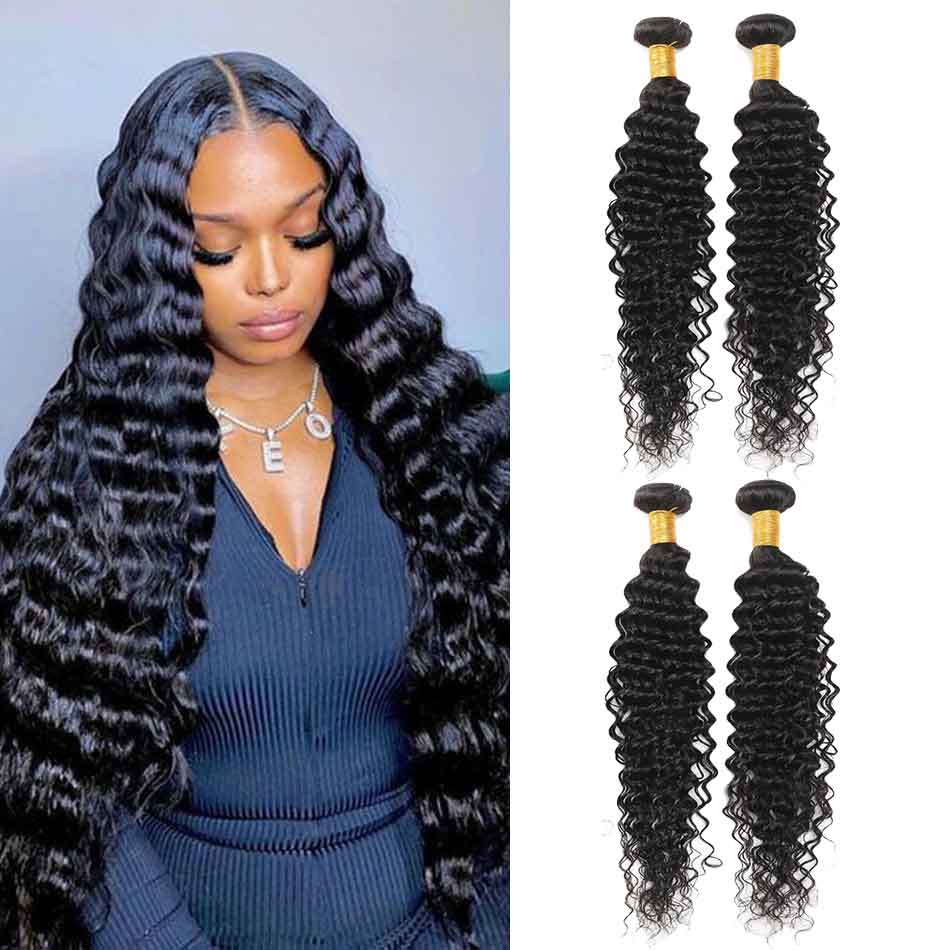 4 Bundles 8A natural deep wave Raw Hair Extension Bundle