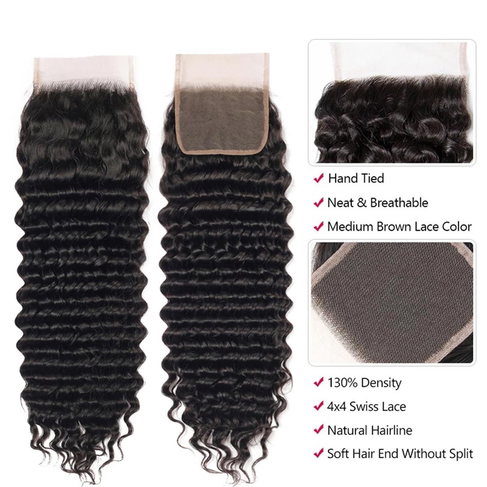 4*4 natrue loose deep Transparent Lace Closure