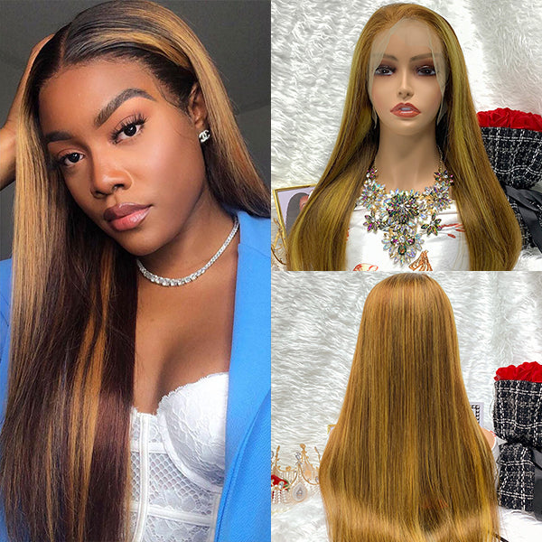 Highlight 13x4 Straight Piano Human Hair Lace Wigs