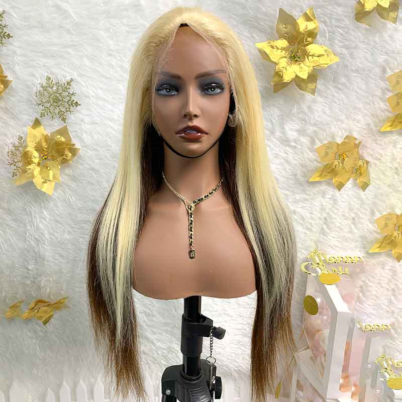 13X4 #613+#2 straight HD Lace Frontal Wig 100% virgin human wig