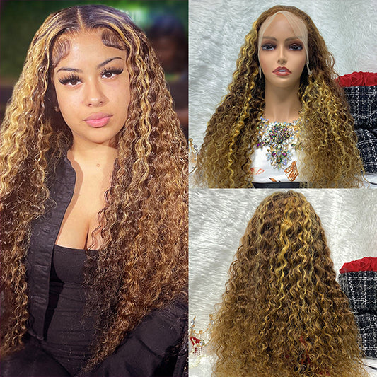 13x4 water wave Brazilian Curly Full Lace Human Hair Wig