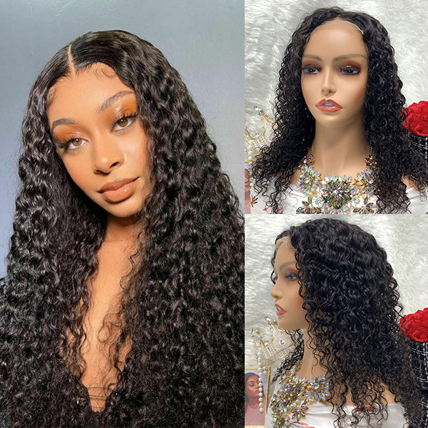 4x4 water wave Transparent Lace Front Wigs 100% Virgin Jerry Curly Lace Wigs