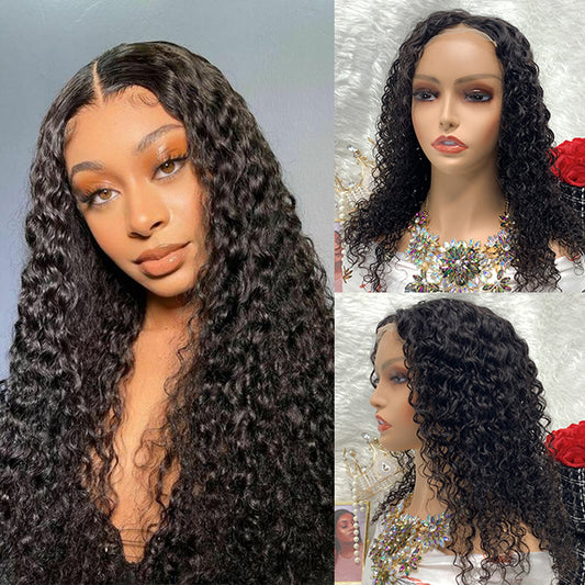 4x4 water wave Transparent Lace Front Wigs 100% Virgin Jerry Curly Lace Wigs