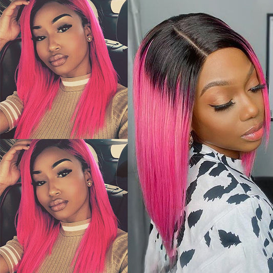 PINK Bob Wigs 4x4 100% Virgin Wigs Human Hair Lace Front Wig