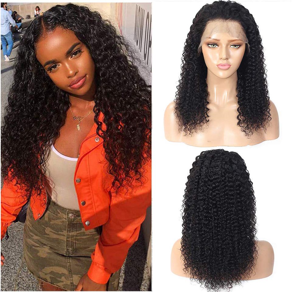 13x6 NATURE Jerry cruly Lace Frontal Wig 100% Human Hair Virgin Hair