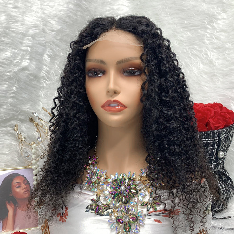 4x4 Jerry cruly Transparent Lace Front Wigs 100% Virgin Jerry Curly Lace Wigs