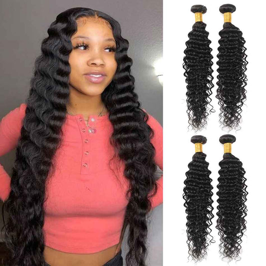 4 Bundles 9A natural deep wave Raw Hair Extension Bundle