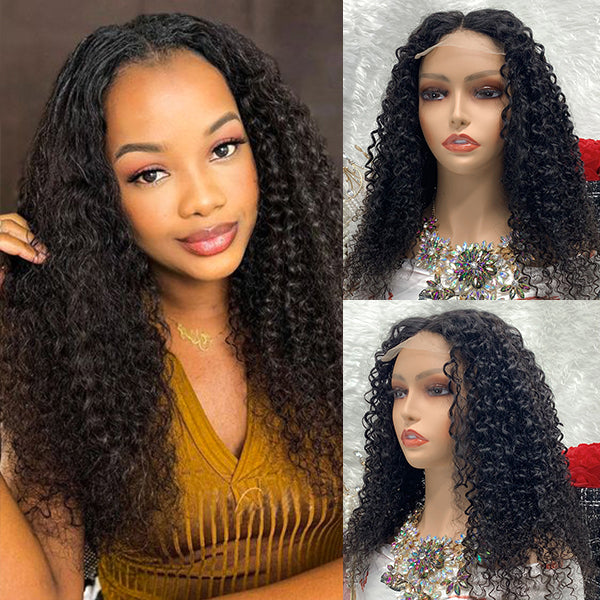 4x4 Transparent Lace Front Wigs 100% Virgin Jerry Curly Lace Wigs