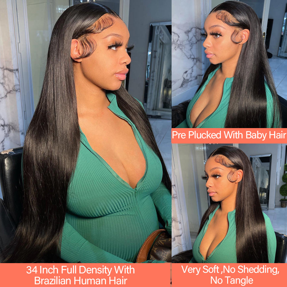 13*4  NATURE straight  Lace Front  Wigs 100% Virgin Human Hair