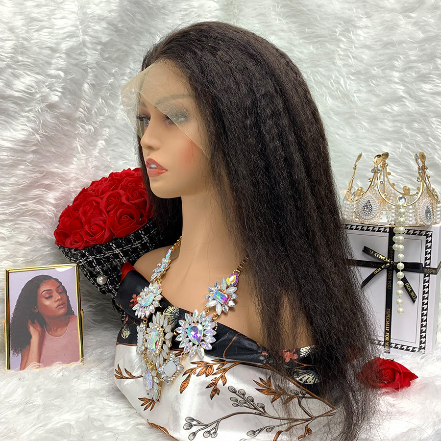 Kinky Straight High Density Glueless Frontal Lace Wig