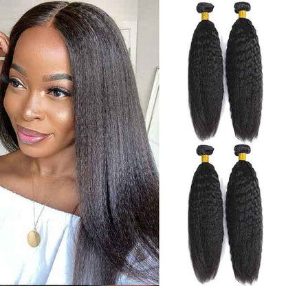 4 Bundles 9A natural kinky straight Raw Hair Extension Bundle