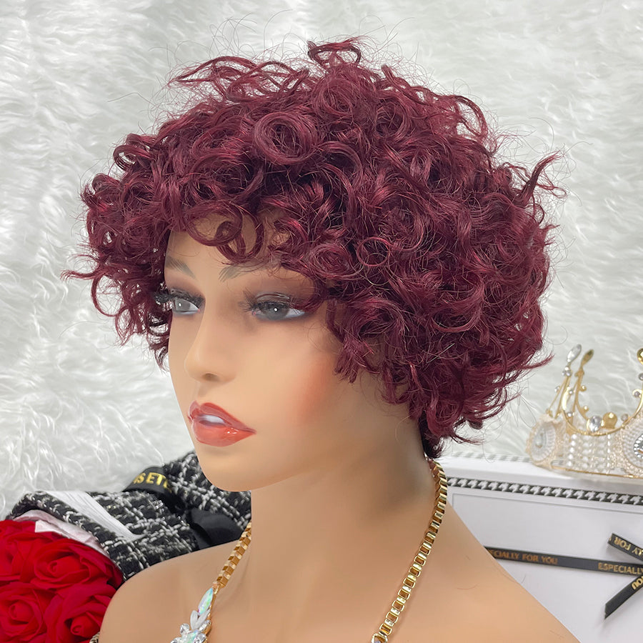 red No Lace Natural Wigs Machine Made Wig 100% Virgin Hairs And Wigs