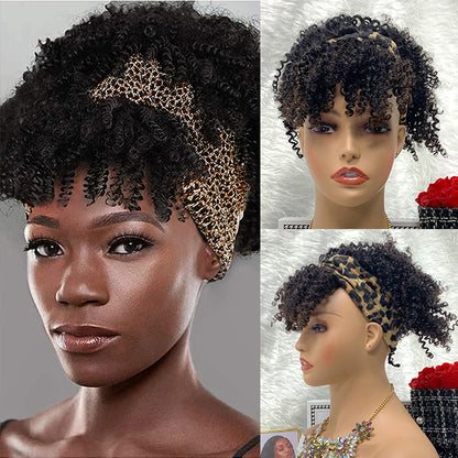 Machine Made Curly Raw Head Band Wig Headband No Lace Remy Wigs Short Wig