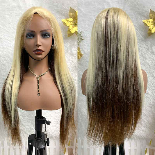 13X4 #613+#2 straight HD Lace Frontal Wig 100% virgin human wig