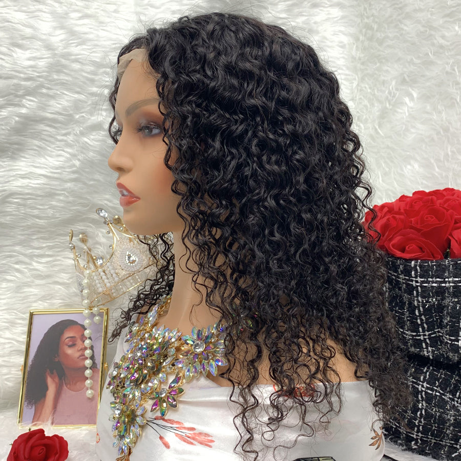 4x4 water wave Transparent Lace Front Wigs 100% Virgin Jerry Curly Lace Wigs