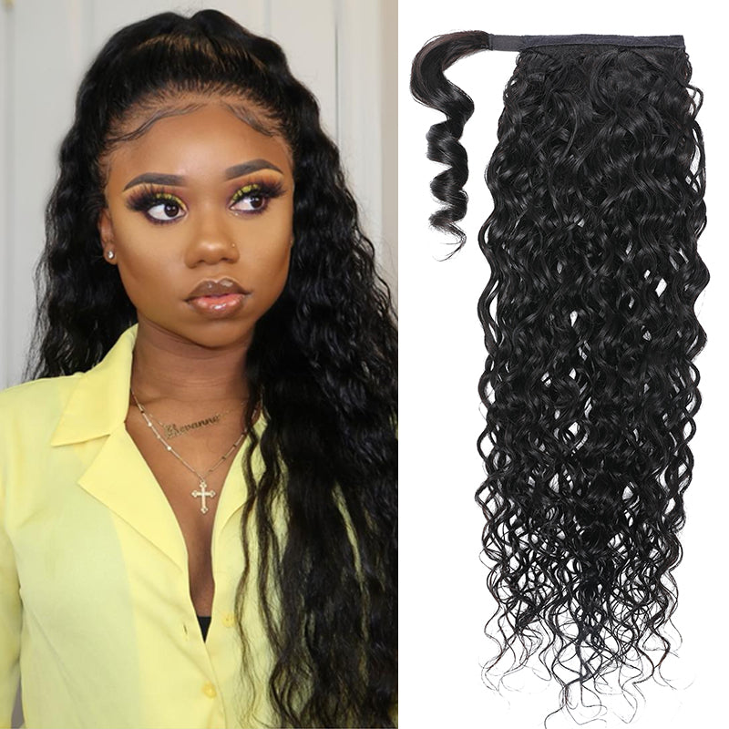 Unprocessed Hair Ponytail Body Water Deep Wave Ponytail Hair Extensions Kinky Straight Jerry Curly