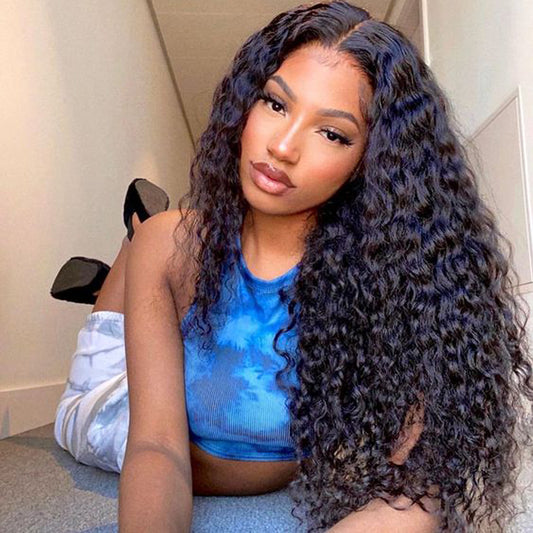 13*4  NATURE Jerry cruly Lace Front  Wigs 100% Virgin Human Hair